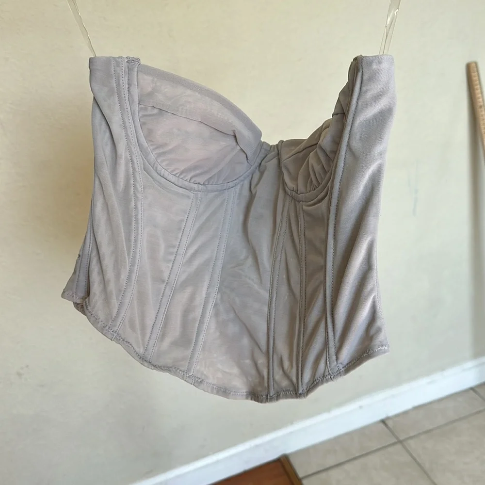 House of CB Silver Gray Corset Top - Picture 3 of 14